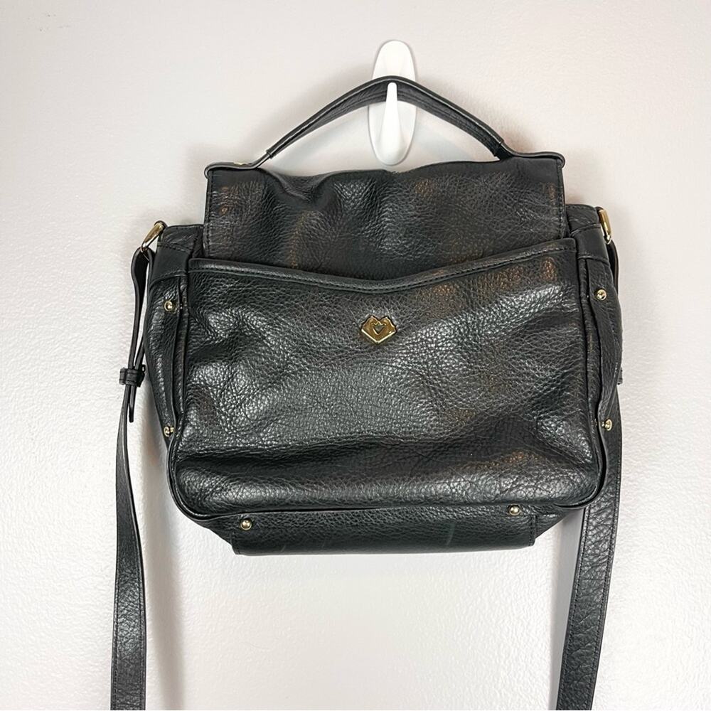 Mary Lai Leather Shoulder Crossbody Bag Front Flap Black - Picture 7 of 11